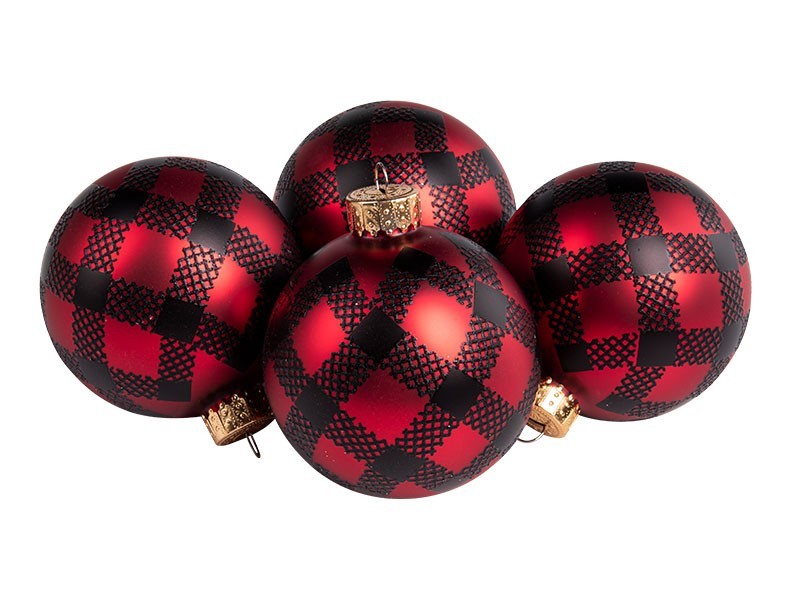 Gule vianočné, sklo, 4 ks, dekór flanel - foto 2