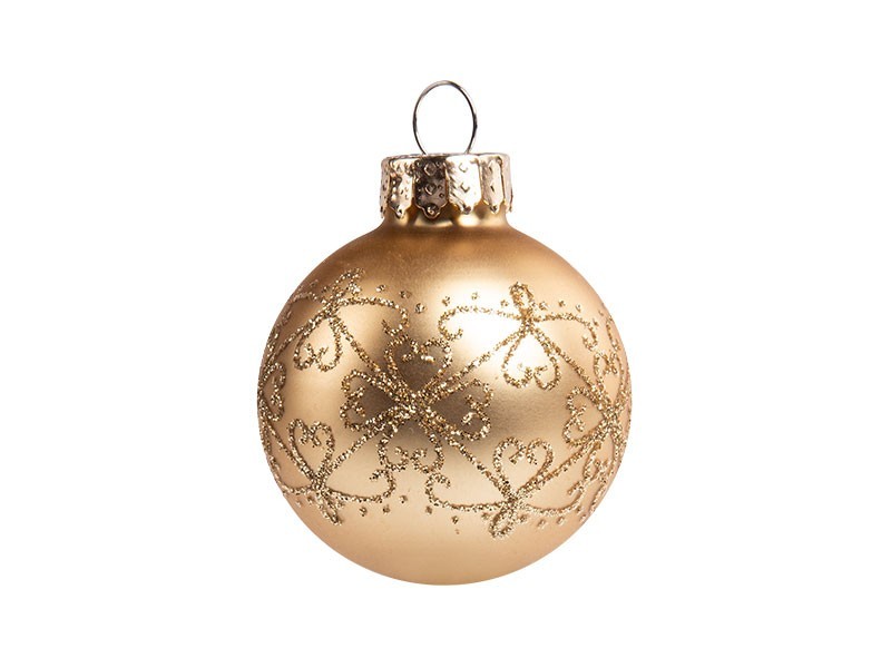 Koule vánoční, sklo, 10ks, dekor, zlatá - foto 2