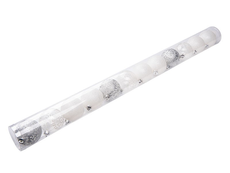 Vianočná guľa, plast, 12 ks, dekór, mix biela - foto 6 Vianočná guľa, plast, 12 ks, dekór, mix biela - foto 6