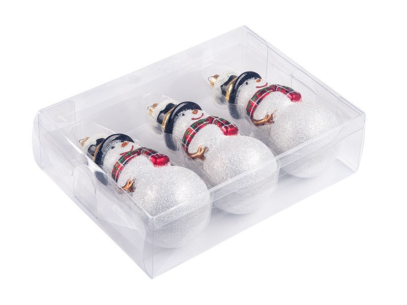 Dekorácia snehuliak, plast, 3ks, 122 mm - foto 3