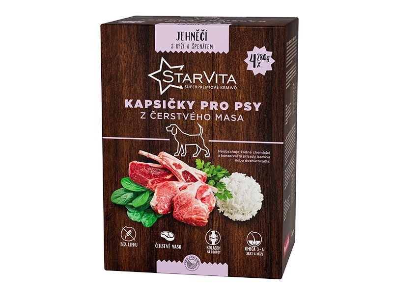 Starvita kapsičky pre psov jahňacie, rýža, špenát 4x280g - foto 1