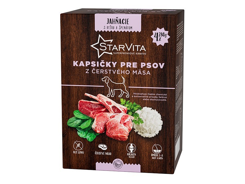 Starvita kapsičky pre psov jahňacie, rýža, špenát 4x280g - foto 2