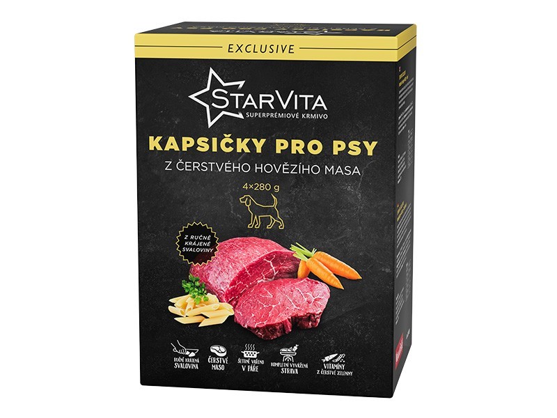 Starvita kapsičky pro psy hovězí s těstovinou 4x280g - foto 1