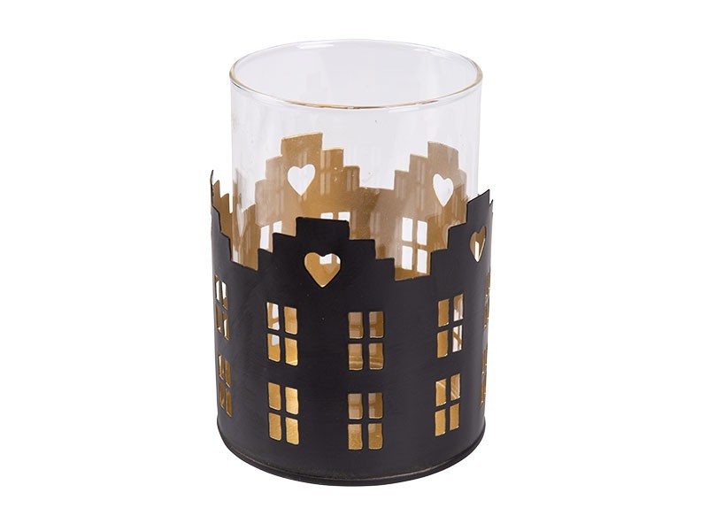 Kovový stojanček na sviečku 9x9x12,5 cm - foto 1