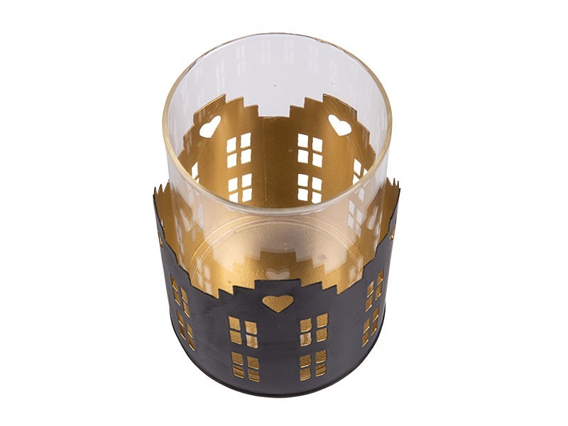 Kovový stojanček na sviečku 9x9x12,5 cm - foto 2