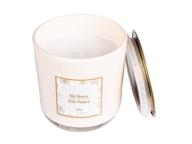 Sviečka s kovovým viečkom, Biele Vianoce 226 g - foto 2