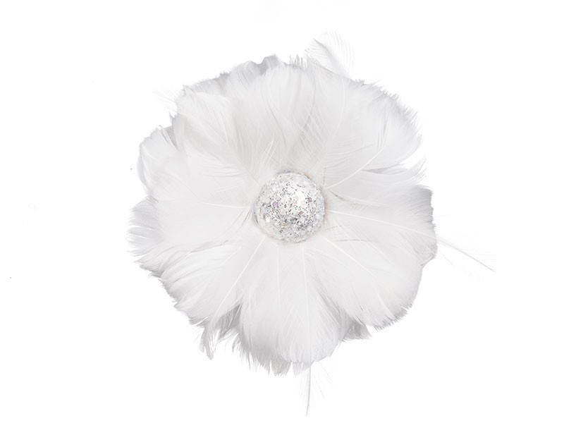 Květ z peří - bílá barva 12x12x7 cm - foto 1