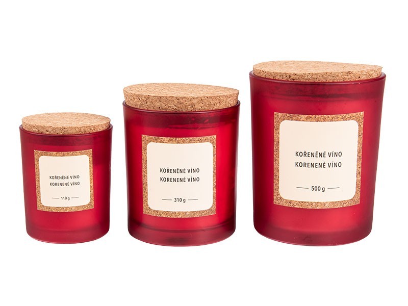 Vonná sviečka s korkovým uzáverom, Korenené víno 7x8cm, 110g - foto 3