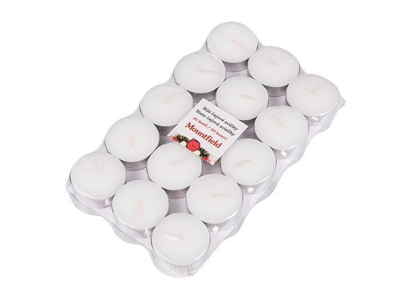 Neparfumované, biele čajové sviečky- 30ks  12gr x 30 ks - foto 1