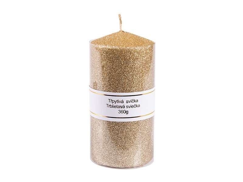 Třpytivá sloupová svíčka, parafínový vosk 7x10cm - foto 1