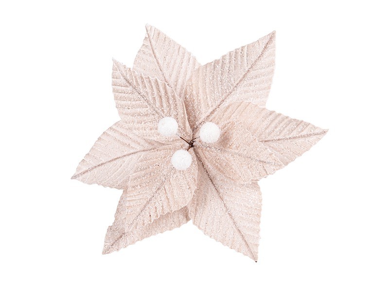 Béžová vánoční květina 20 cm - foto 1