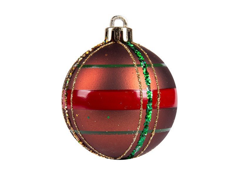 Vánoční koule, plast, 6ks, dekor flanel, mix barev - foto 3