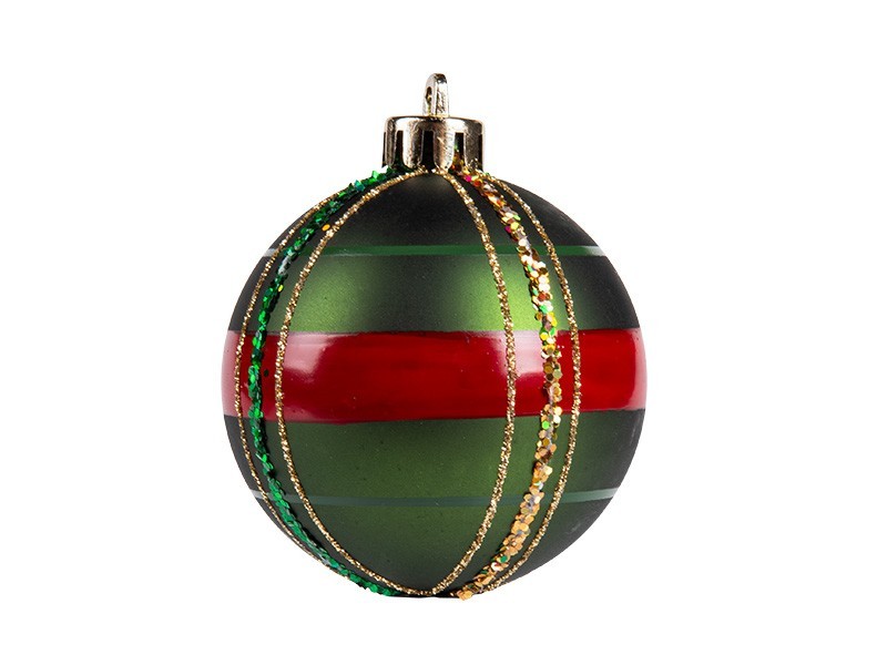 Vánoční koule, plast, 6ks, dekor flanel, mix barev - foto 4