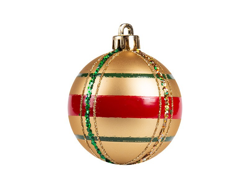 Vánoční koule, plast, 6ks, dekor flanel, mix barev - foto 5