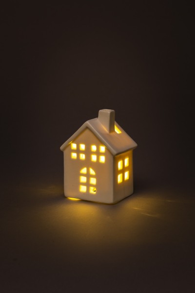 Domček s LED svetlom, porcelánový, 9 cm - foto 2 Domček s LED svetlom, porcelánový, 9 cm - foto 2