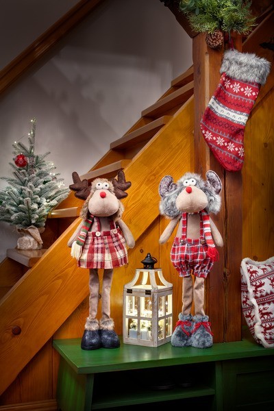 Vánoční punčocha červená/šedá 45cm - foto 4