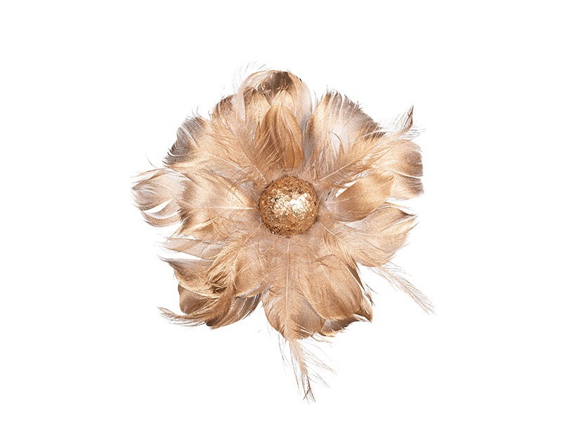 Kvet z peria - zlatá farba 12x12x7cm - foto 1
