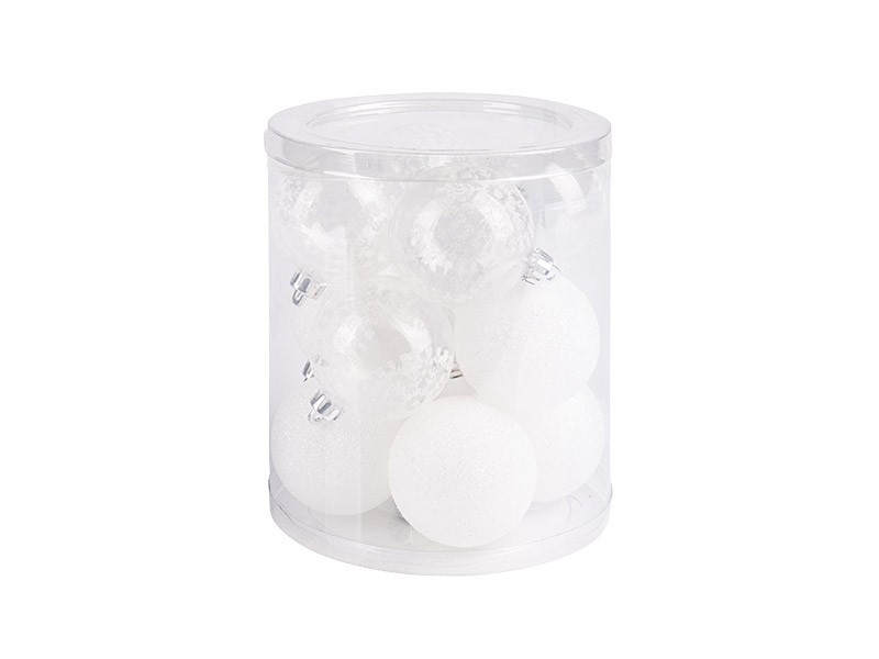 Vianočná guľa, plast, 12 ks, dekór, mix biela - foto 7 Vianočná guľa, plast, 12 ks, dekór, mix biela - foto 7