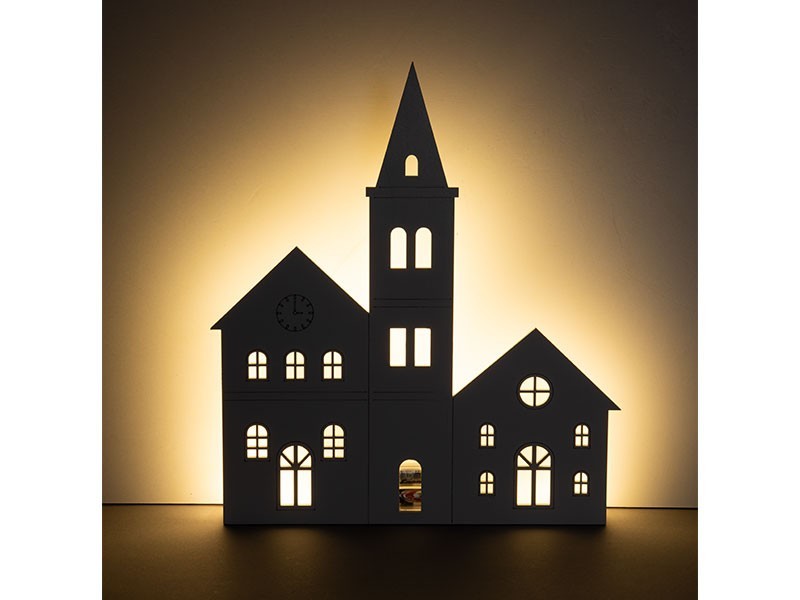 LED Dřevěná dekorace na zeď, 26,5x2,5x30 cm, 25warm LED - foto 2