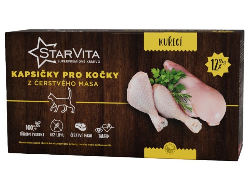 Starvita kapsičky pro kočky kuřecí 12x85g - foto 1