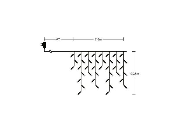 Světelný závěs 7,8m, 400LED, teplá bílá - foto 3