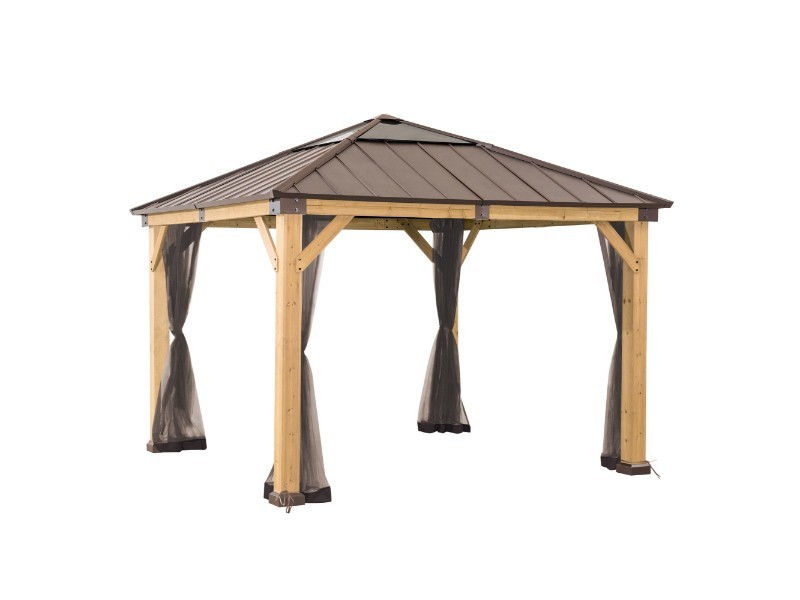 Síť LUMI pro altán z cedrového dřeva - 336cm x 336cm, Khaki - foto 2 Síť LUMI pro altán z cedrového dřeva - 336cm x 336cm, Khaki - foto 2
