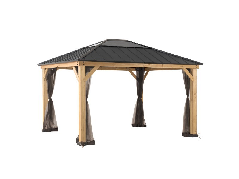Síť LUMI pro altán z cedrového dřeva - 393cm x 452cm, Khaki - foto 2