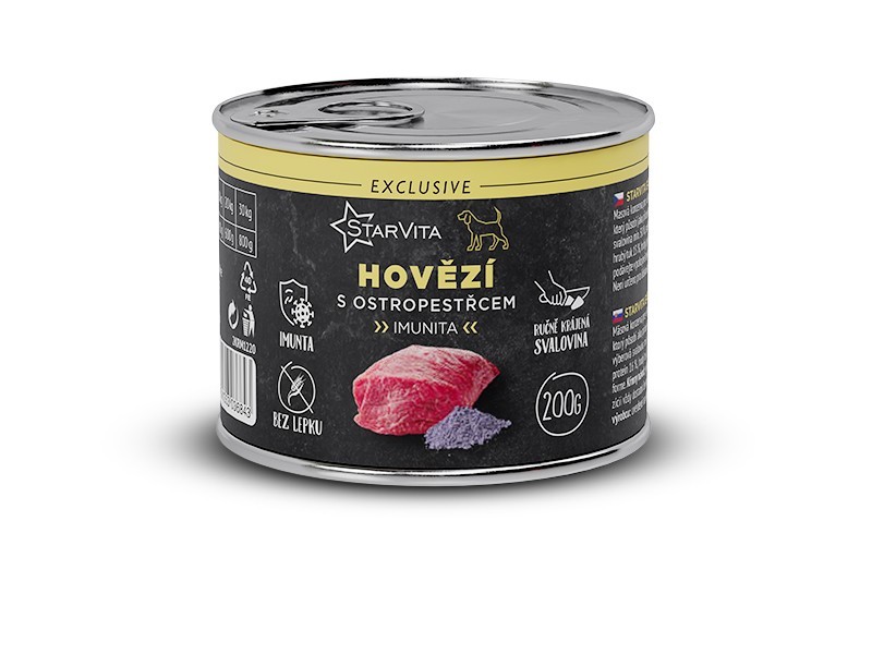 Konzerva Starvita Exclusive Hovězí s ostropestřcem pro psy 200 g - foto 1