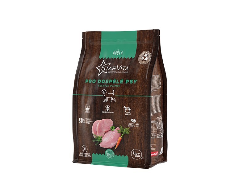 StarVita pro dospělé psy velkých plemen krůtí 4kg - foto 1 StarVita pro dospělé psy velkých plemen krůtí 4kg - foto 1