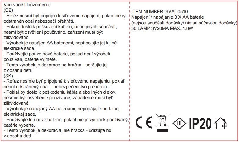 Světelná struna 3m, 30LED, teplá bílá - foto 6 Světelná struna 3m, 30LED, teplá bílá - foto 6