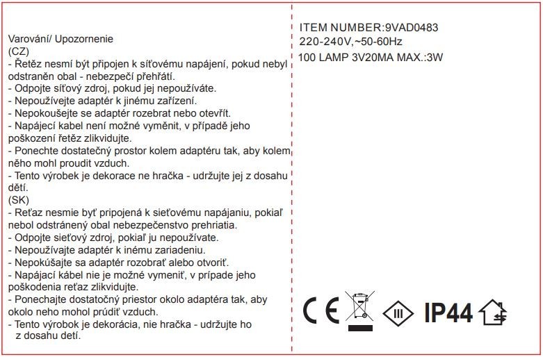 Svetelná reťaz 5m, 100LED, studená biela 8fce - foto 3