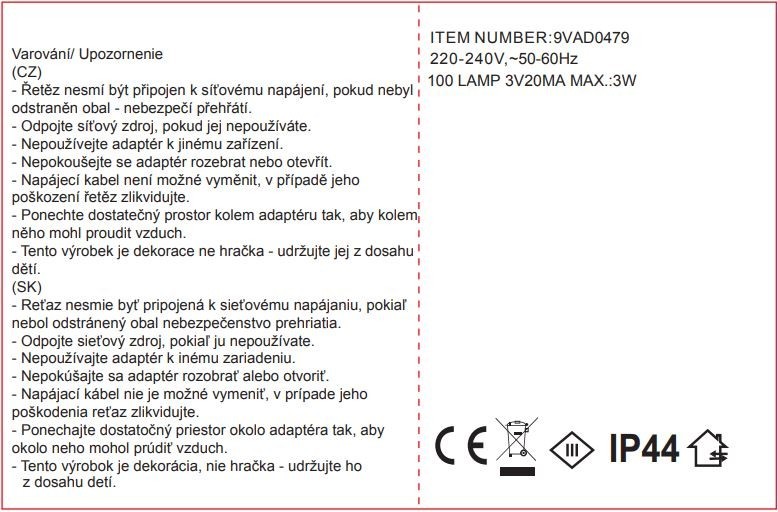 Svetelná reťaz 5m, 100LED, teplá biela 8fce - foto 4