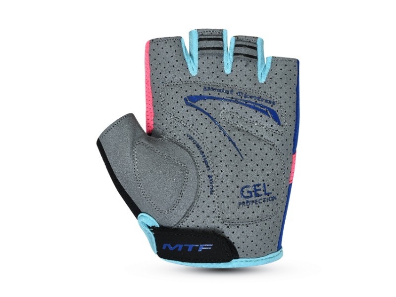 Cyklistické rukavice MTF dětské, modré/růžové, XS - foto 3