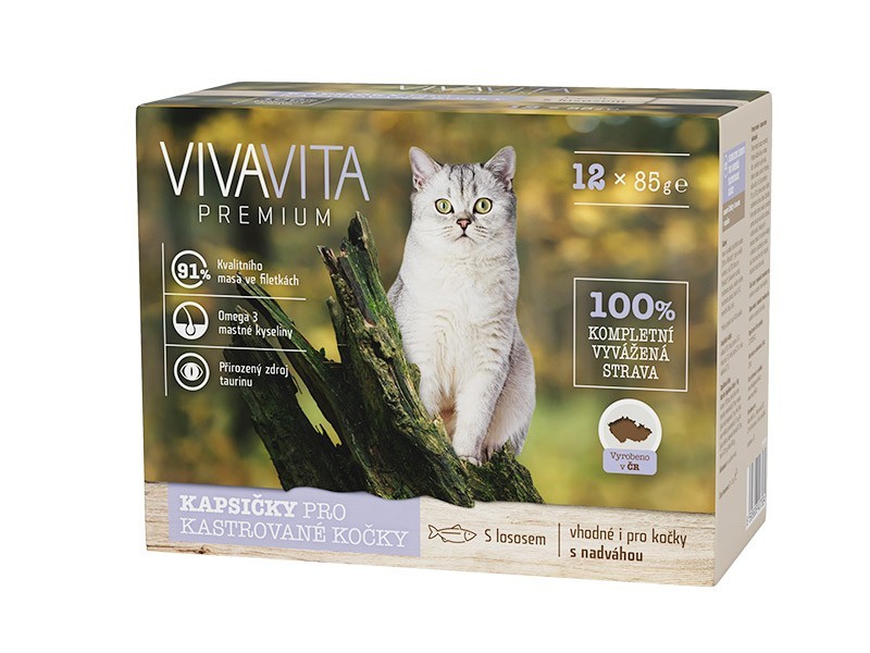 Vivavita taštičky pre kastrované mačky 12x85g - foto 1