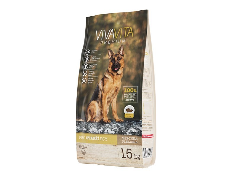 Vivavita granule pro starší psy drůbeží 15kg - foto 1