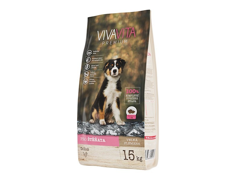 Vivavita granule pre šteňatá veľkých plemien 15kg - foto 1 Vivavita granule pre šteňatá veľkých plemien 15kg - foto 1