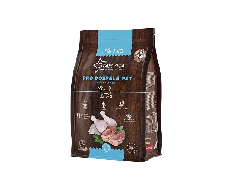 StarVita granule pro dospělé psy kuře,ryba 4kg - foto 1 StarVita granule pro dospělé psy kuře,ryba 4kg - foto 1