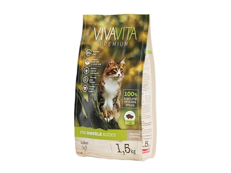 Vivavita granule pre dospelé mačky hydina 1,5kg - foto 1 Vivavita granule pre dospelé mačky hydina 1,5kg - foto 1