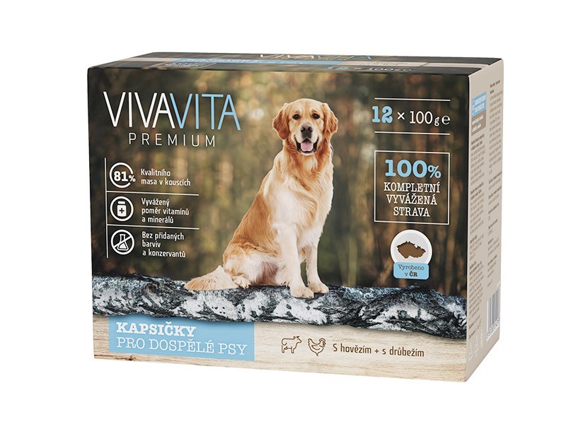 VIVAVITA kapsičky pre psov hovädzie, hydinové 12x100g - foto 1