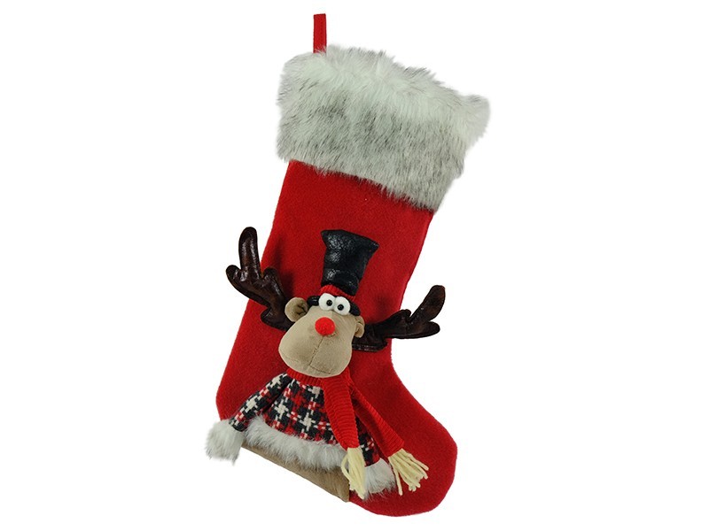 Vianočná pančucha sob s klobúkom 50 cm - foto 1