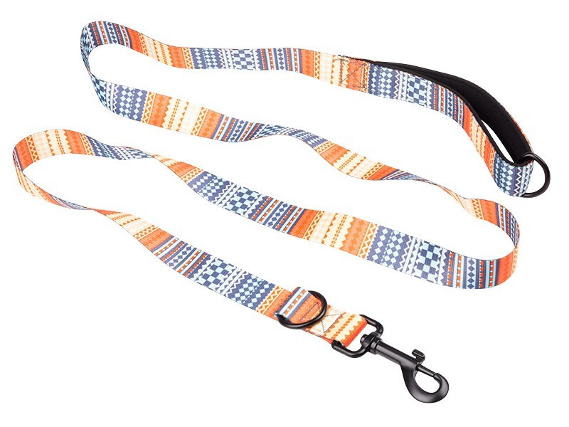 Obojok s vodítkom 1,5m pre psov vzorované oranžové - foto 2