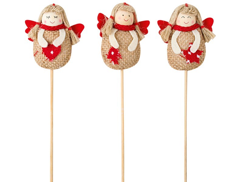 Jutový anděl na špejli 7cm, 1ks - foto 1