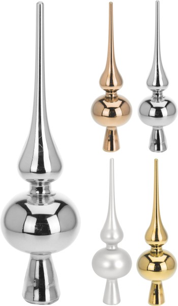 Špička na strom, zlato/stříbrná, sklo - foto 1