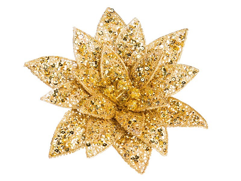 Vánoční dekorace květ na klipu mix barev, 1ks - foto 3