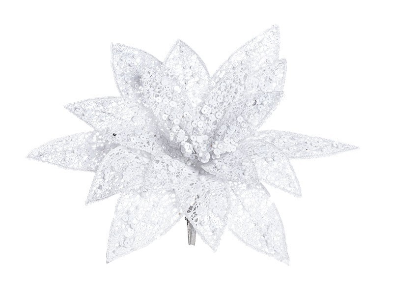 Vánoční dekorace květ na klipu mix barev, 1ks - foto 4