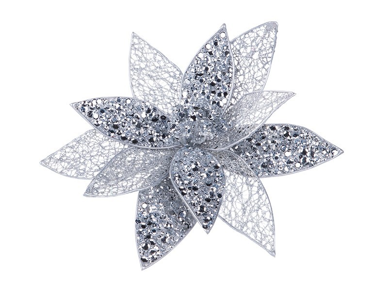 Vánoční dekorace květ na klipu mix barev, 1ks - foto 5