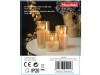 Set 3ks vosková svíčka ve skle LED, 7x10,7x12,5,7x15 cm