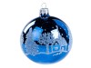 Sklenená vianočná guľa dedina 8cm, modrá