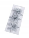 Dekorace vánoční růže stříbrná 8cm, 3ks - foto2