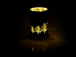 Skleněný svícen se vzorem 10LED, matný černý, 9x15cm Skleněný svícen se vzorem LED, 10LED, matný černý, 9x15 cm
